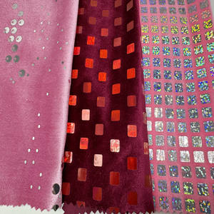 2025년 신제품 반짝이는 럭셔리 크리스탈 금박 96% 폴리에스터 4% 스판덱스 니트 레드 벨루어 다이아몬드 벨벳 원단 드레스 가방 및 안감용 - Product Image 6