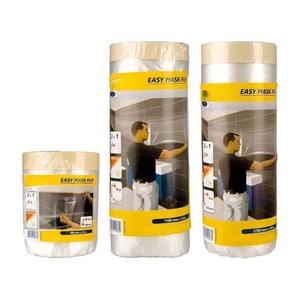 Film transparent avec ruban de peintre, facile à appliquer, résistant et polyvalent, idéal pour protéger les surfaces lors de la peinture ou - Product Image 1