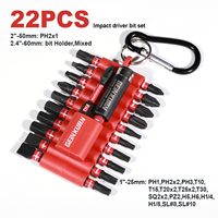 GEINXURN Ensemble de 22 embouts à chocs portables en acier S2 PH1 2 3 T20 T25 SQ2 SL # 8 tournevis hexagonaux, outils à main, étui rigide, garantie 1 an