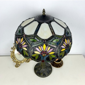 Longhuijing 16 Inch Retro Tiffany Desk Lamp Mediterranean Style Stained Glass LED <b>Light</b> with 2700K Warm White for Living Room - Product Image 6