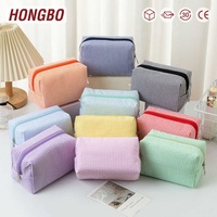 Hongbo Portefeuille en gaze bulle brodée à rayures, grand format, pour voyage et rangement de cosmétiques, best-seller