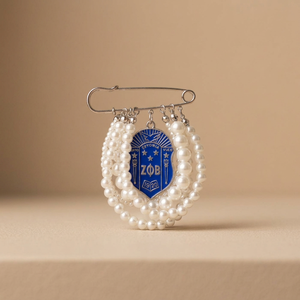 Royal Blue Zeta Phi Beta Pearl Pin Shield Broche Letras griegas para boda o compromiso - Product Image 3