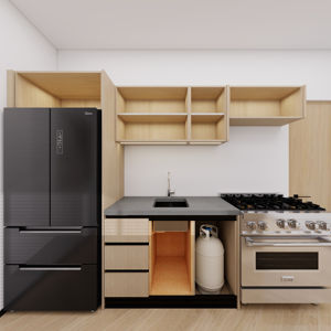 ชุดตู้ครัวเฟอร์นิเจอร์ห้องครัวไม้เนื้อแข็งพร้อมโต๊ะหินควอตซ์และวิลล่าหรูหราทันสมัยตามสั่งเฟอร์นิเจอร์ห้องครัว - Product Image 1