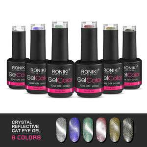Роники глобальная Мода диско Кристалл кошачий глаз отражение лак для ногтей кошачий глаз флэш-гель для супер Сияющий Дизайн ногтей - Product Image 5