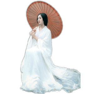 Vestido Hanfu blanco para mujer, disfraz de estilo antiguo con capas transparentes de gasa para uso en estudio de fotografía - Product Image 5