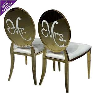 Silla de Comedor Apilable de Acero Inoxidable Dorado con Respaldo Redondo, para Bodas, Eventos de Lujo y Banquetes - Product Image 1