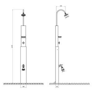 Pannello <span class=keywords><strong>Doccia</strong></span> da Esterno in Legno di Cedro Impermeabile per Giardino e Sauna con Miscelatore a 2 Funzioni - Product Image 5