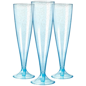 Flûtes à <span class=keywords><strong>champagne</strong></span> jetables en <span class=keywords><strong>plastique</strong></span> bon marché en gros avec bordure dorée personnalisée pour les coupes de fête de mariage Mimosa, gobelets à vin jetables - Product Image 6