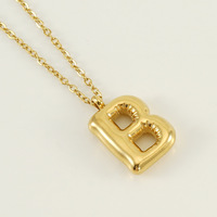 Collier pendentif lettre initiale 18K or métallique acier inoxydable image ballon lettres chaîne Type collier