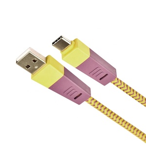 1M de color marrón amarillo W tejido de Nylon trenzado USB de tipo A USB-C <span class=keywords><strong>2</strong></span>,0 de carga Cable de la fecha para el Smartphone - Product Image 1