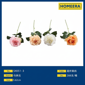 Roses artificielles en plastique et polyester de 62cm de long, couleurs assorties, pour décoration murale de la Saint-Valentin - Product Image 1