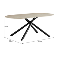 Table à manger minimaliste ovale avec plateau en pierre frittée, pieds en acier épais, stable, pour restaurant
