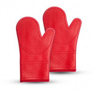 Heat Resistant Silicone Oven Mitts Set Soft Quilted Lining Extra <b>Long</b> Waterproof Flexible <b>Gloves</b> for Cooking and BBQ Kitchen - Product Image 2