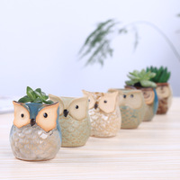 Jepang dan Korea Kartun Hewan Burung Hantu Pot Bunga Kepribadian Kreatif Rumah Berkebun Sukulen Pot Bunga Keramik