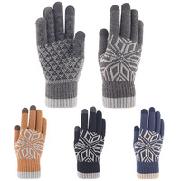 Gants d'hiver en acrylique jacquard, longueur coude, à doigts complets, compatibles écran tactile, tricotés, chauds, pour activités extérieures, cyclisme, course à pied, photographie, protection contre le froid