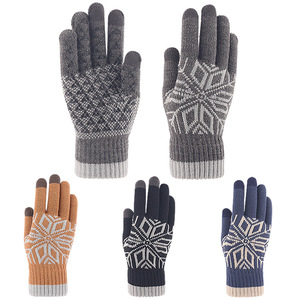 Acrylic Jacquard Winter <b>Gloves</b> Elbow-Length Full Finger <b>Touchscreen</b> Warm Knit Outdoor Cycling Running Photography Mittens Cold - Product Image 1