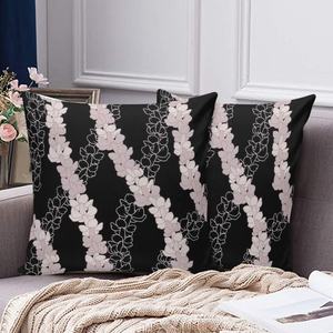 Cojines decorativos tropicales Hawaii Puakenikeni Pikake Lei Curve Lei Flower Fundas de almohada de satén Hawaiano - Product Image 2