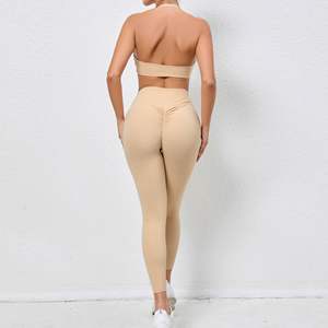 SHINBENE OEM Yoga Sets 2 piezas Halter Backless Bra Yoga Legging Mujeres Gym Fitness Sets - Product Image 5