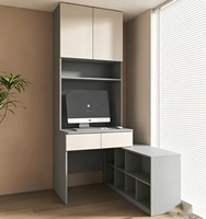 Bureau en bois massif sur mesure avec bibliothèque intégrée, étagère pour ordinateur, table d'écriture moderne pour salon, bureau à domicile, étude d'étudiant