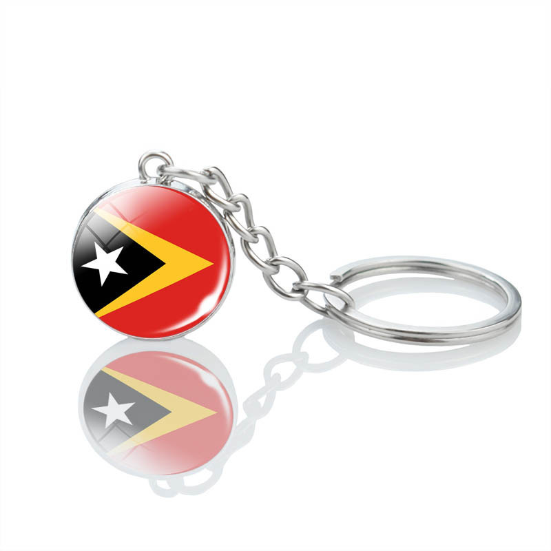 JAVD Korea Flag Keychain 2-Pack - Silver Acrylic Heart Shape, Stainless Steel Ring, Medium Size