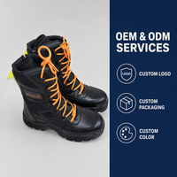 Bottes de protection personnalisées en cuir véritable imperméables pour pompiers, avec embout en acier et anti-perforation, pour les opérations de sauvetage et les interventions extérieures
