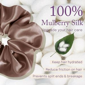 Custom Logo 100% Mulberry Silk Oversized Scrunchies Soft Smooth Frizz Breakage Prevention No Damage Hair Ties - Product Image 3