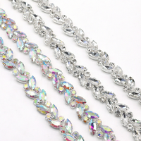 Chaîne de strass en cristal œil de cheval de 1,5 cm en gros, à coudre ou thermocollants, pour décorations DIY de sacs, vêtements, chaussures et accessoires