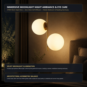 Lampadario Moderno a Sospensione con Globo <span class=keywords><strong>in</strong></span> Ottone e Sfera <span class=keywords><strong>in</strong></span> <span class=keywords><strong>Vetro</strong></span> Satinato, Asta Verticale per Sala da Pranzo, Isola Cucina, Camera da Letto - Product Image 4