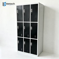 Casier de rangement métallique à 9 portes, armoire en acier pour employés avec serrure à clé pour écoles, gymnases et vestiaires du personnel