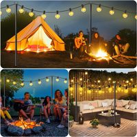 1 ensemble de 4 poteaux d'éclairage extérieurs en métal robuste avec base à 5 branches, support résistant aux intempéries pour patio, cour arrière