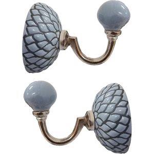 PARIJAT Handicraft Set 2 Ceramic Metal <b>Wall</b> Hooks <b>Wall</b> Mounted Single Hook Hanger for <b>Hanging</b> Clothes Hat Door Hook <b>Storage</b> - Product Image 1