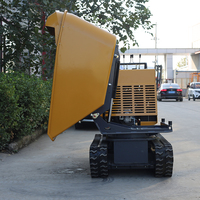 Mini-dumper sur chenilles de 1,2 tonne avec rotation hydraulique, benne de 594 L, dumper à chenilles à essence pour chantiers de construction