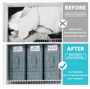 Juego de 4 Organizadores de Sábanas Rectangulares Plegables con Tela Oxford, Diseño Moderno y Lujoso para Almacenamiento de Ropa de Cama en el Armario - Product Image 5