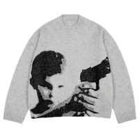 Fabricant de tricots, design de motifs personnalisés, pull jacquard surdimensionné, pull en tricot Y2k, streetwear pour hommes, pull en coton