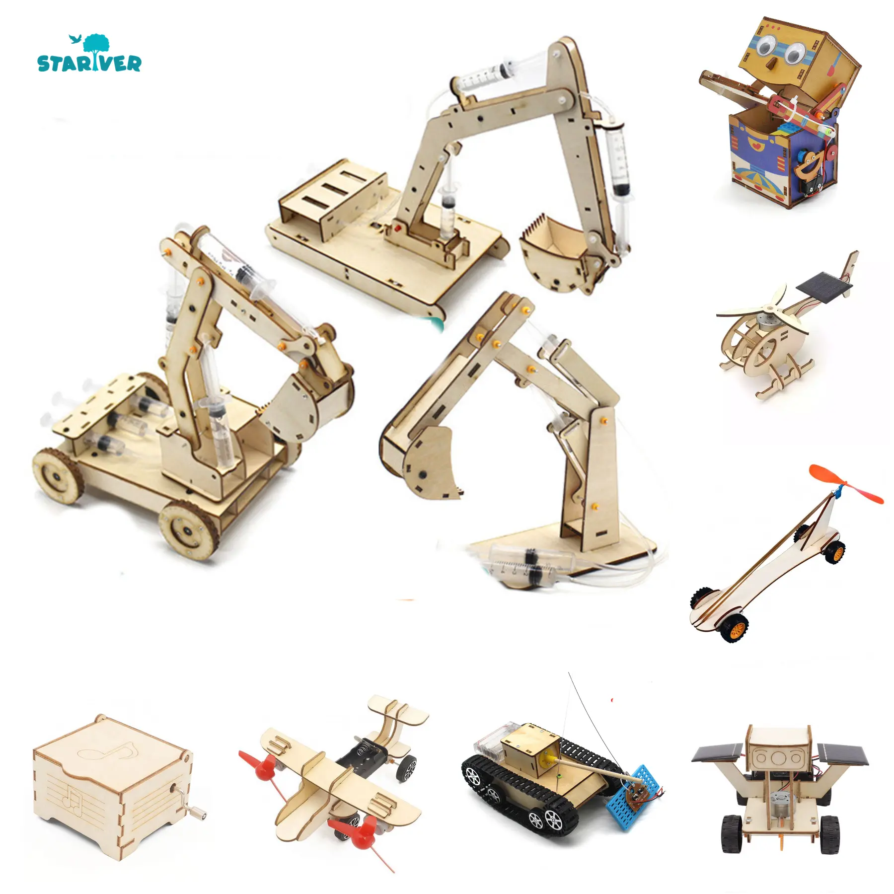 Physics Science Education Toys Diy Kid Toy Robot For Children Wooden STEM Toys