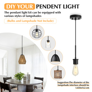 Ehomelights kim loại LED ánh sáng mặt dây chuyền <span class=keywords><strong>Kit</strong></span> E26 đèn ổ cắm cổ điển DIY có thể điều chỉnh treo trần ánh sáng với Glass Shade - Product Image 5