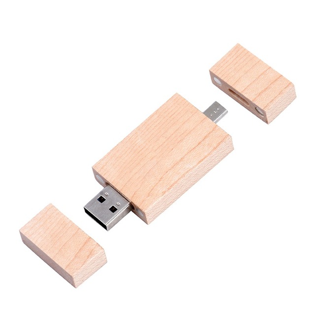 High Speed 64G Maple Wooden Material USB 3.0/2.0 Flash Drives Customized Laser or Printing Logo Swivel Bamboo USB Disk