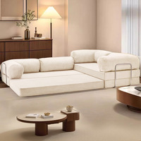 Sofá Cama Retro Multifuncional Plegable de Tela Estilo Wabi-Sabi para Apartamentos Pequeños, de Doble Uso, Desmontable, Lavable y Comprimido al Vacío