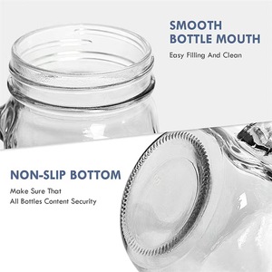 Nhà Máy Cốc Uống Nước Miệng Lớn Tròn Trong Suốt 480Ml 16 OZ Lọ Thủy Tinh <span class=keywords><strong>Mason</strong></span> Có Tay Cầm Và Nắp Tre - Product Image 3