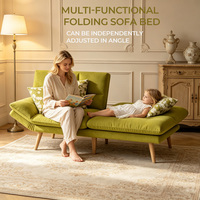 Canapé-lit convertible moderne 2-en-1 en mousse réglable avec pieds en bois pour salon et appartements – Personnalisation usine