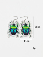 Best-seller Personnalité Drôle Partie Boucles D'oreilles Bijoux Coloré Double Face Imprimé Insecte Beetle Dangle Boucles D'oreilles 2024