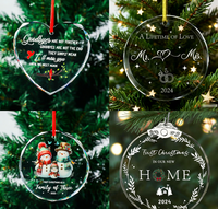 Pendentif en verre cristal en forme de cœur rond, décoration de sapin de Noël, souvenir de la fête des mères pour les amis