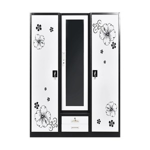 Muebles Guardarropa Metal <span class=keywords><strong>De</strong></span> Dormitorio 3 Puertas Y Espejo, Armario Con Cerradura Y Cajon Barra Para <span class=keywords><strong>Ropa</strong></span>,Gabinete <span class=keywords><strong>De</strong></span> Oficina - Product Image 1