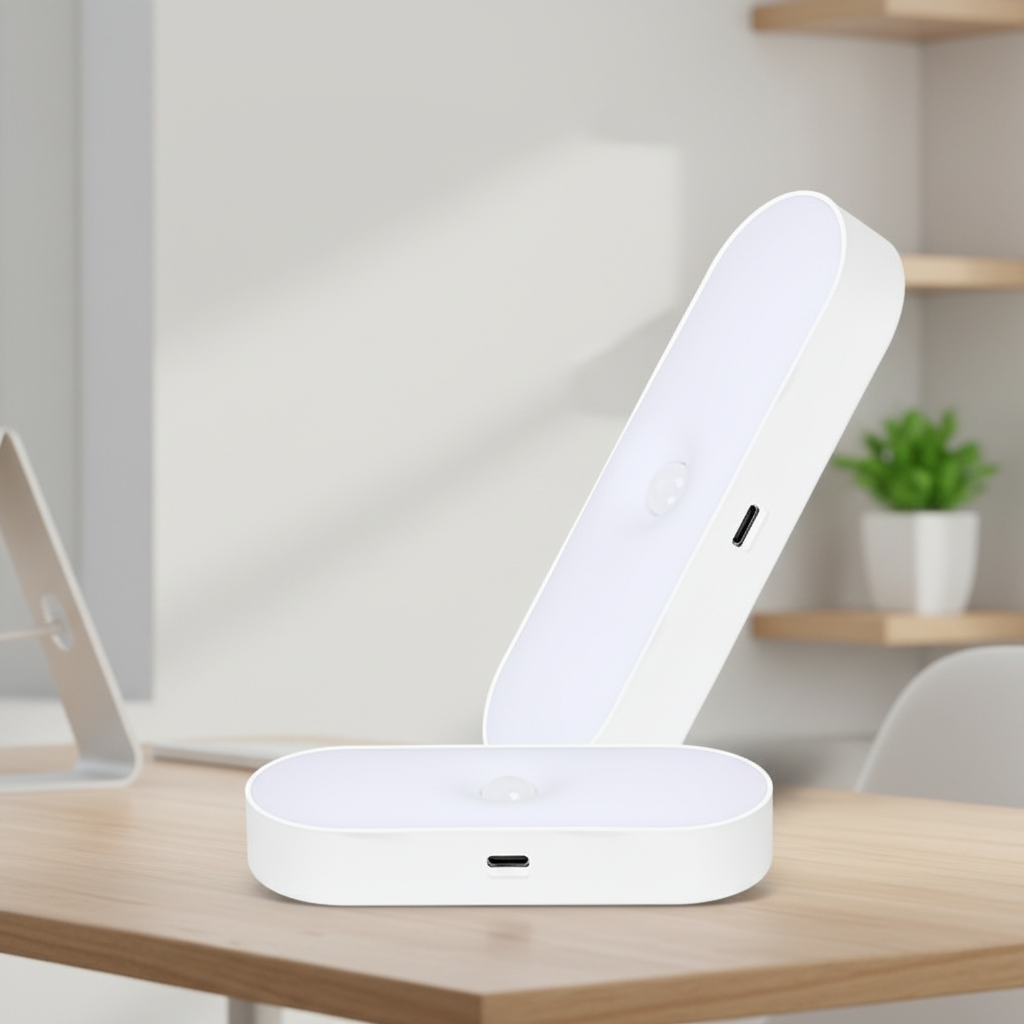 14CM Sensor 1 Color Human Small LED Night Light PIR Control Acrylic Lithium Battery White Warm Light Modern Simple Oval Design