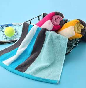 Serviettes éponge épaisses Jacquard personnalisées 100% coton tissé serviettes Jacquard tissées en fil teint avec logo pour serviettes de sport <span class=keywords><strong>serviette</strong></span> de gymnastique - Product Image 1