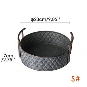 Panier de réception fait de vieux artisanat Double oreilles fer Art seau fruits Dessert pain panier plaque de métal - Product Image 6