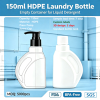 Bouteille pompe à lotion en plastique HDPE personnalisée de 150 ml, vide, format voyage, avec poignée, pour lessive liquide et savon liquide