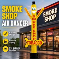 Danseur publicitaire personnalisé avec souffleur en forme de flèche et tube de gonflage, idéal pour la publicité extérieure dans les magasins de tabac