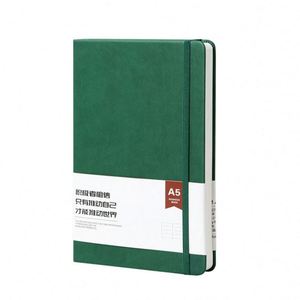 Factory Wholesale Custom Logo Printed A5 Diary Notebook with Elastic Strap Paper Cover Sewing Binding Green Gift Option - Product Image 1
