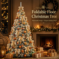 Sapin de Noël artificiel pliable avec LED, arbre de Noël télescopique sur pied, imperméable pour l'extérieur, décoration de fête pour la maison